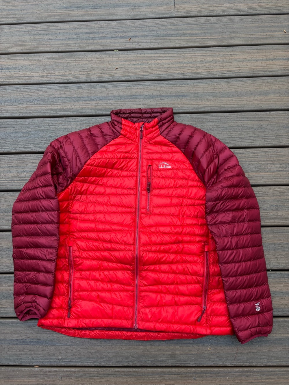 LL Bean Men's Ultralight 850 Down Insulted Puffer Red Jacket Pertex Mens XL
